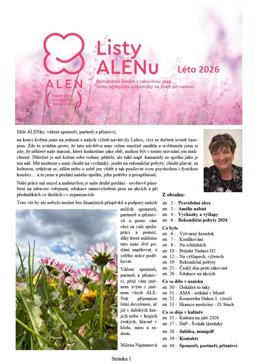 Aktuální číslo Listů ALENu – léto 2026